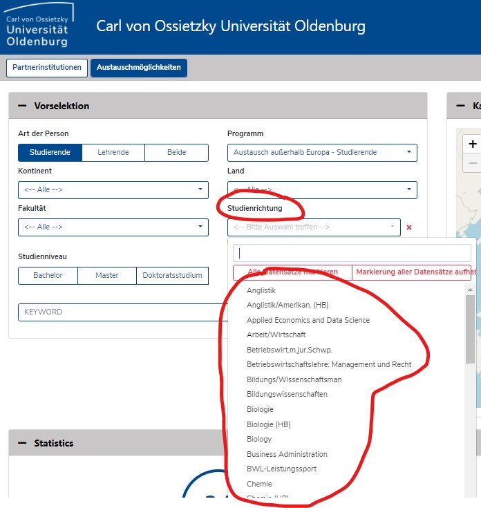 Programmauswahl auf Mobility online